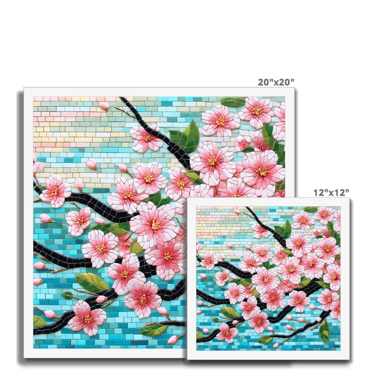 Cherry Blossom Mosaic Budget Framed Poster