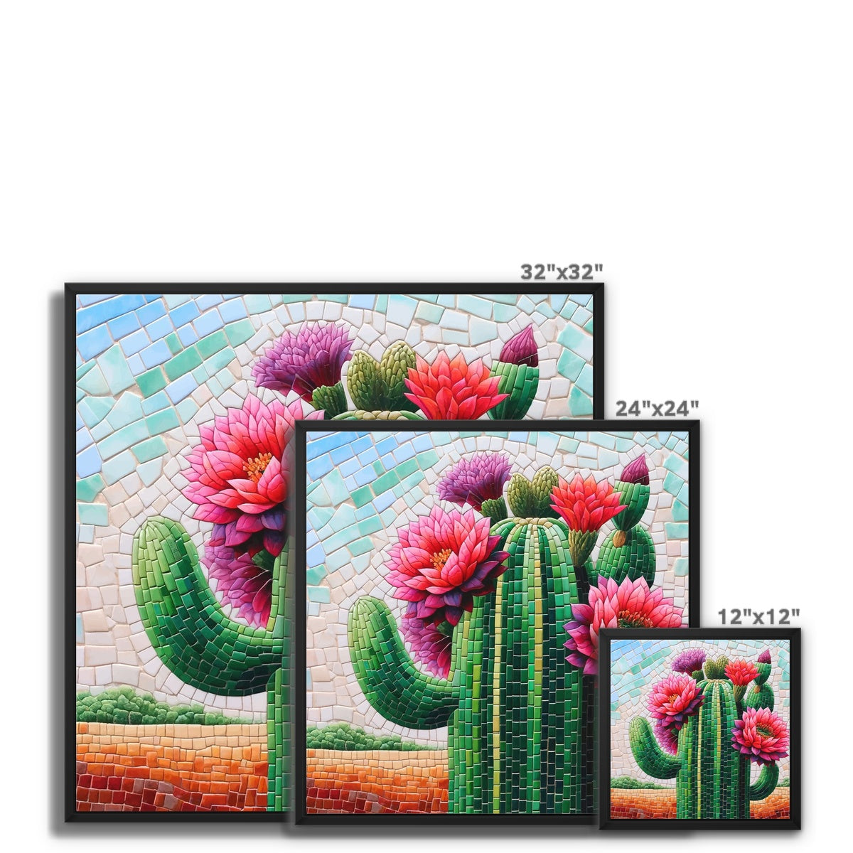 Blooming Cactus Mosaic Framed Canvas - DecorDash