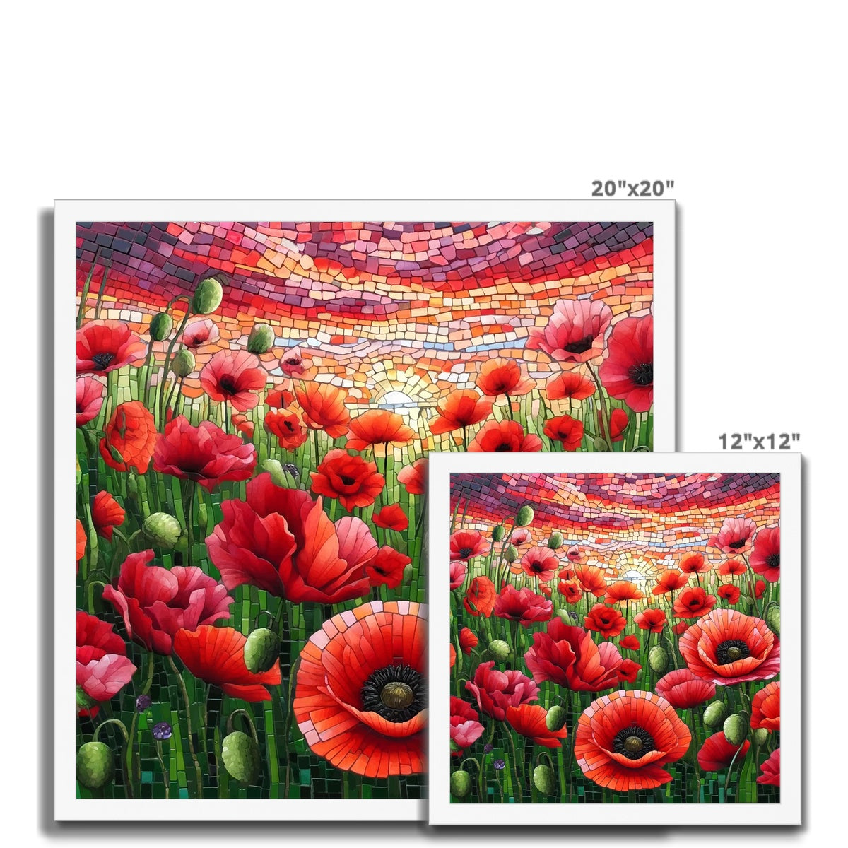 Poppy Field Mosaic Budget Framed Poster