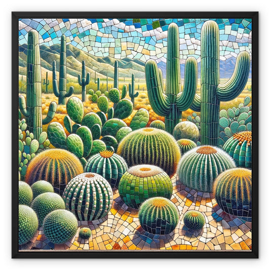 Cacti Mosaic Framed Canvas - DecorDash