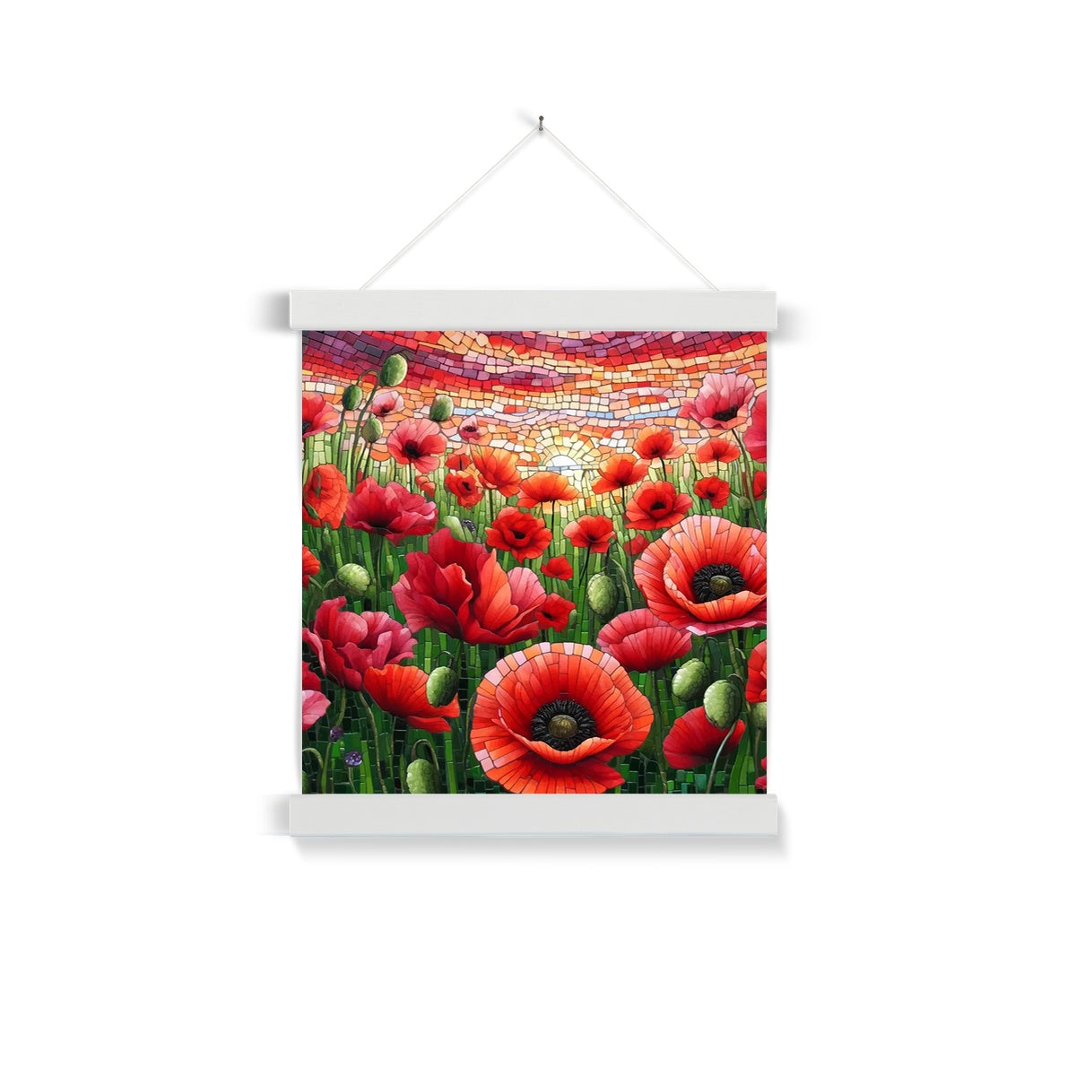 Poppy Field Mosaic Fine Art Print with Hanger