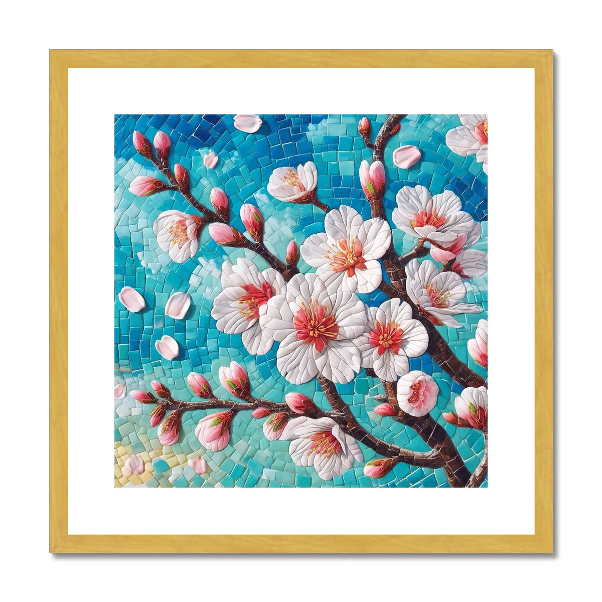 Almond Blossom Mosaic Antique Framed & Mounted Print - DecorDash