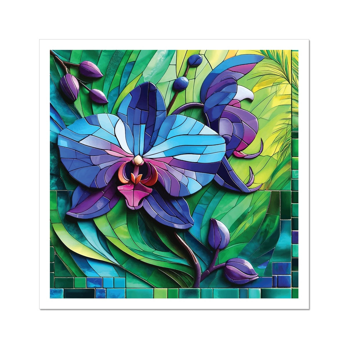 Blue Orchid Mosaic Hahnemühle German Etching Print - DecorDash