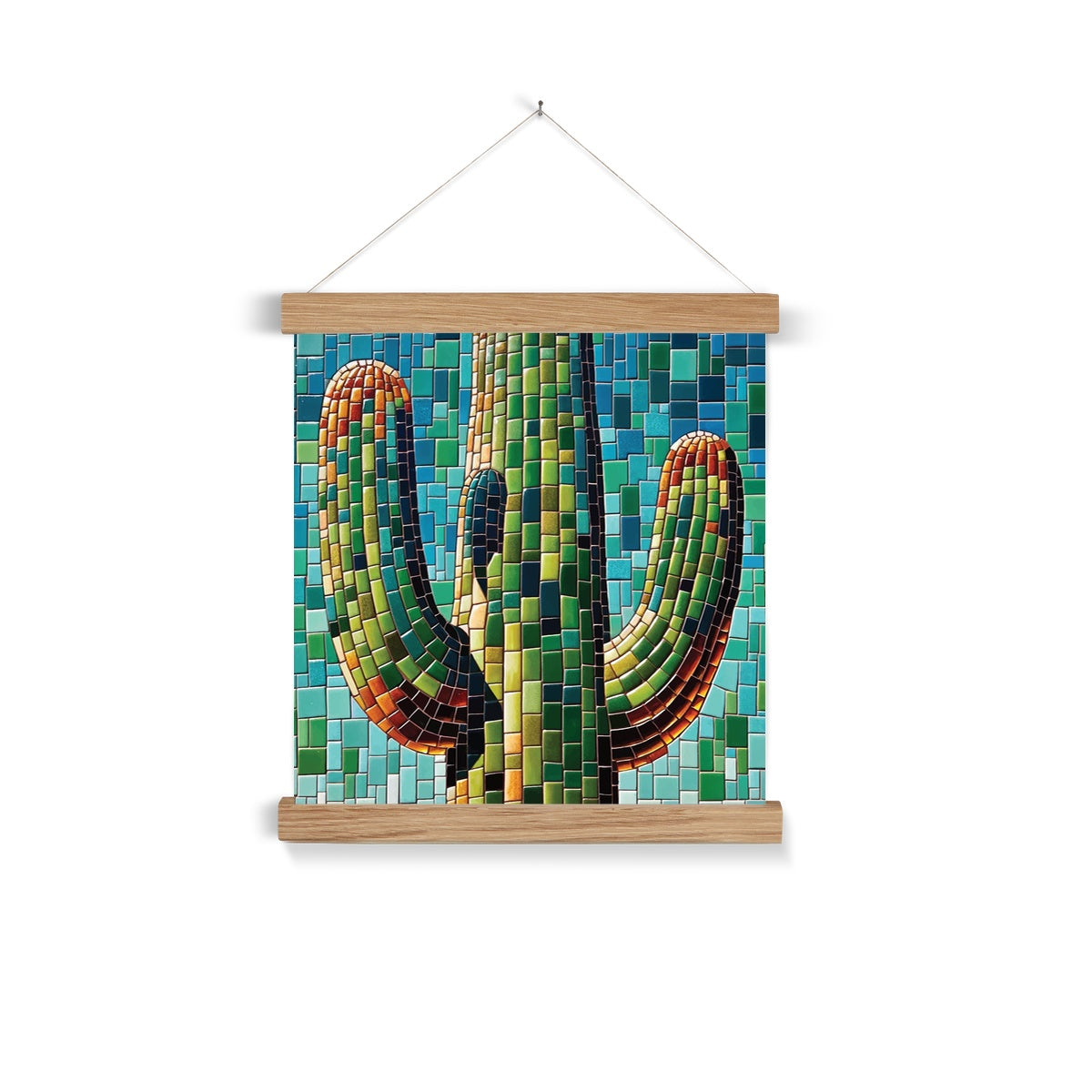 Saguaro Cactus Mosaic Fine Art Print with Hanger