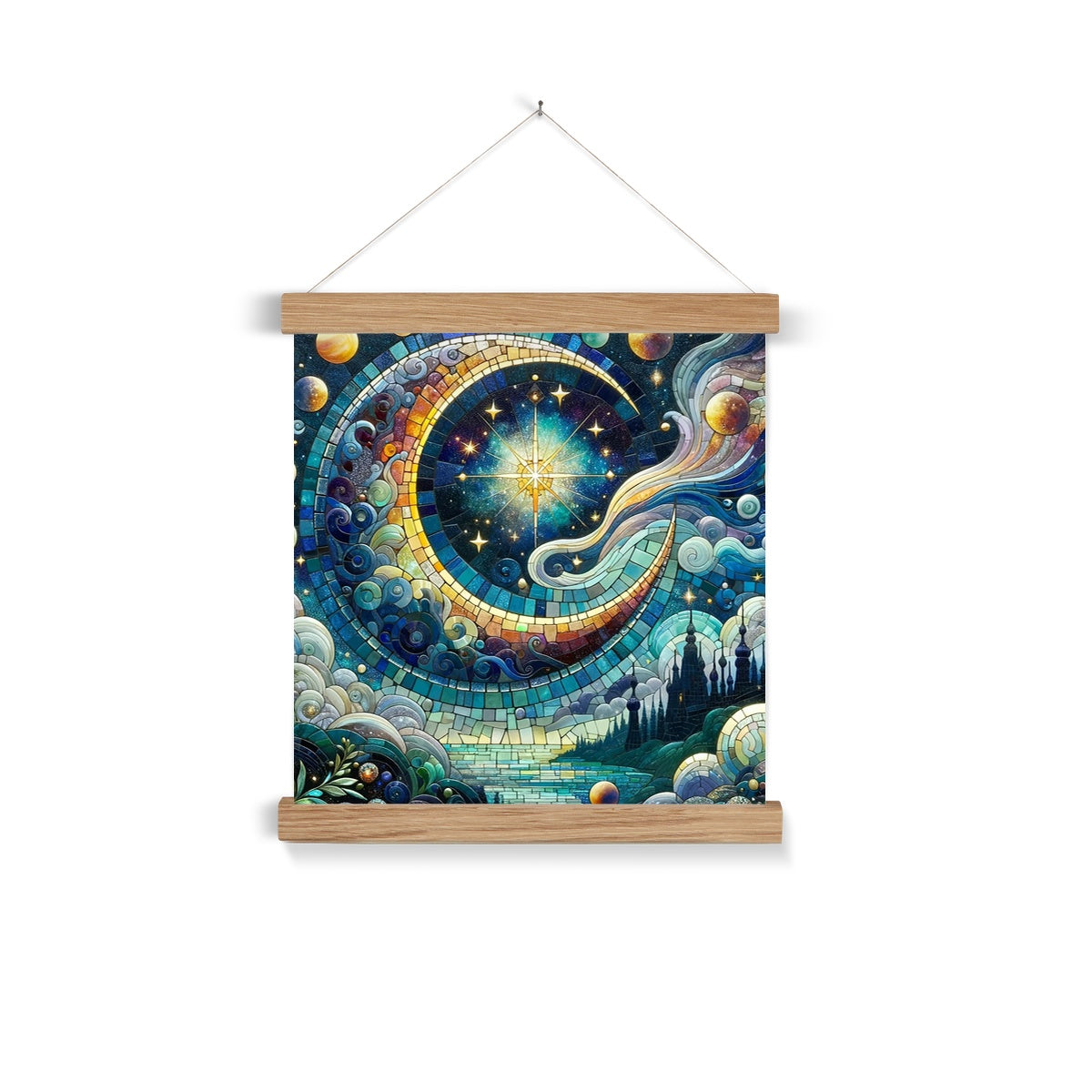 Crescent Moon Mosaic Fine Art Print with Hanger