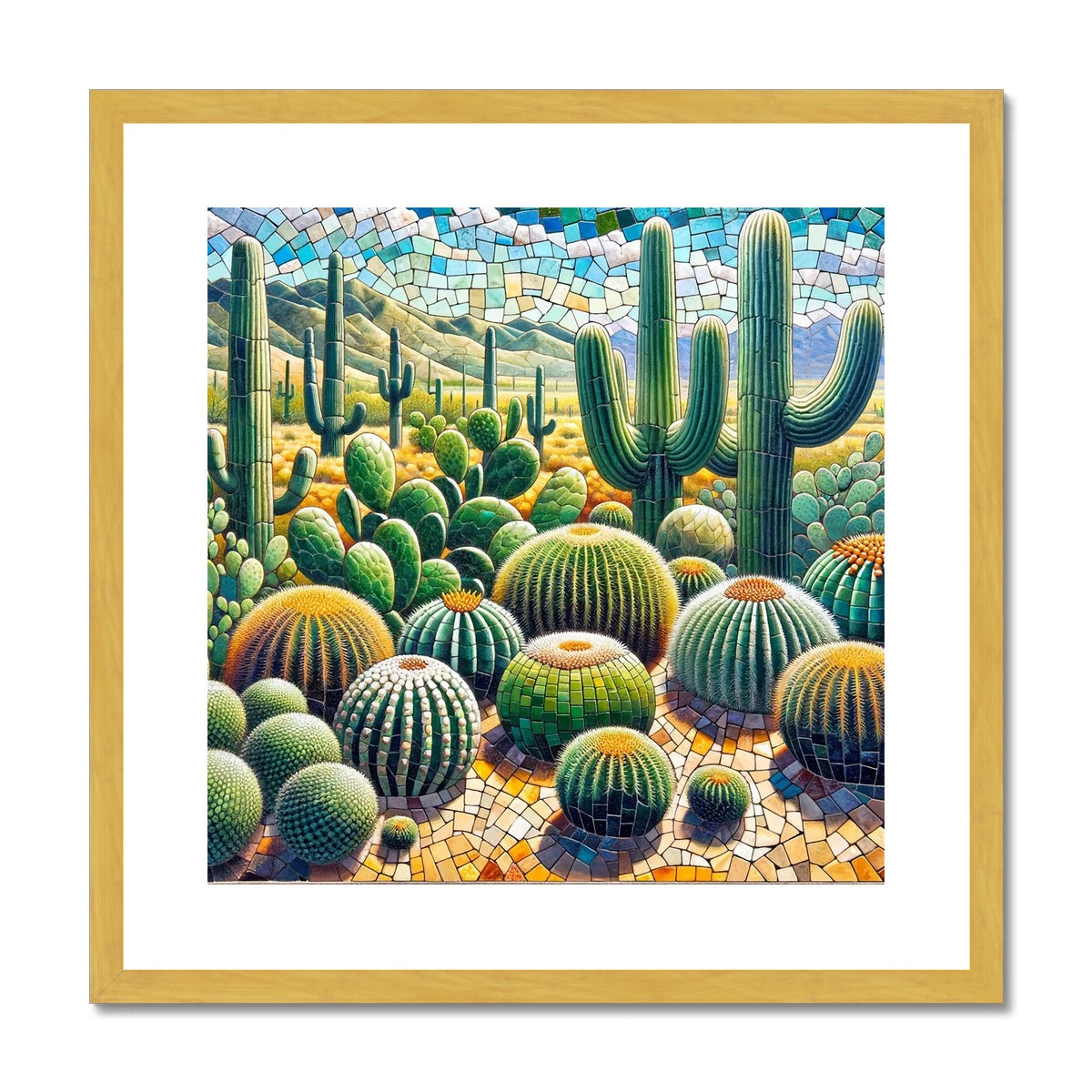 Cacti Mosaic Antique Framed & Mounted Print - DecorDash