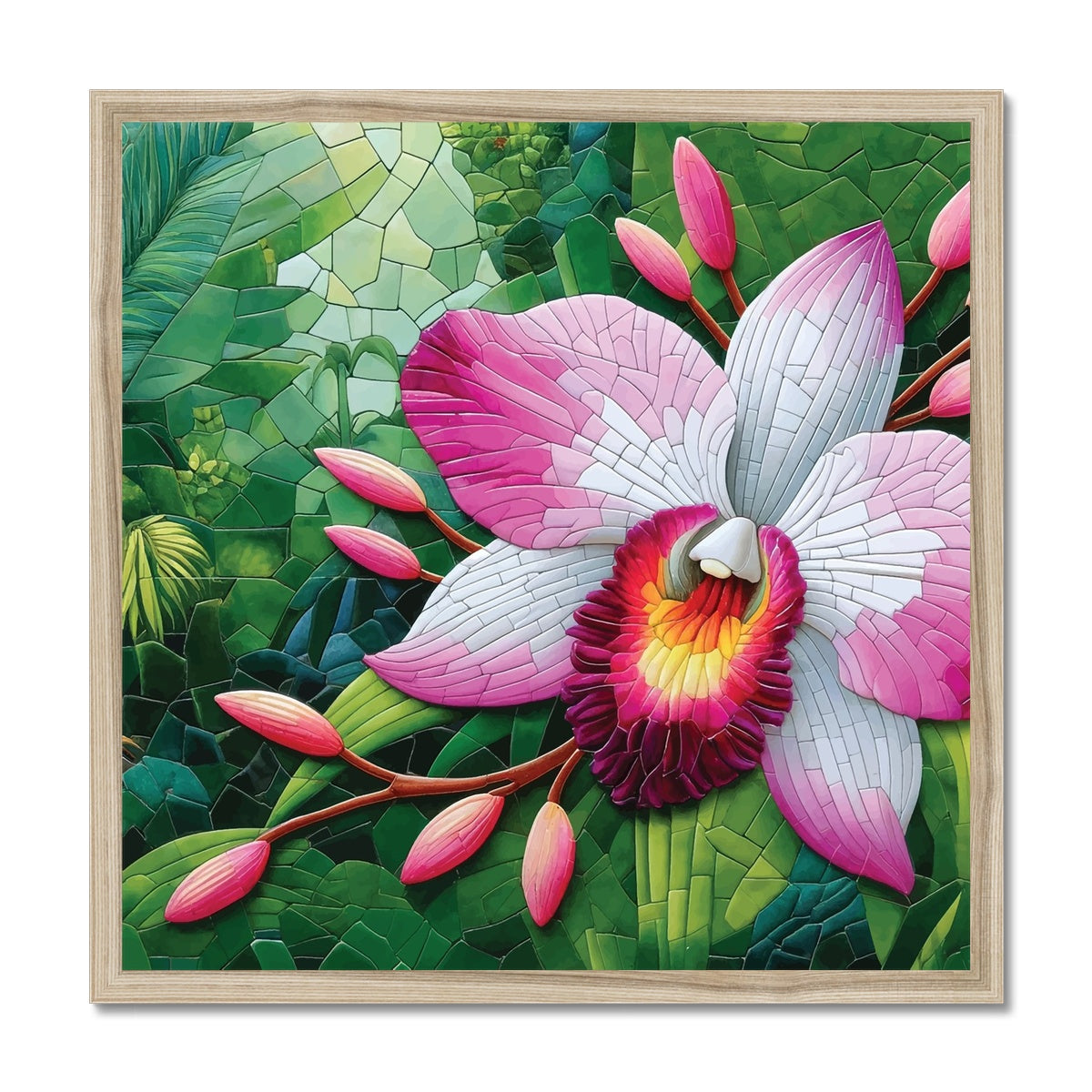 Pink Orchid Mosaic Budget Framed Poster
