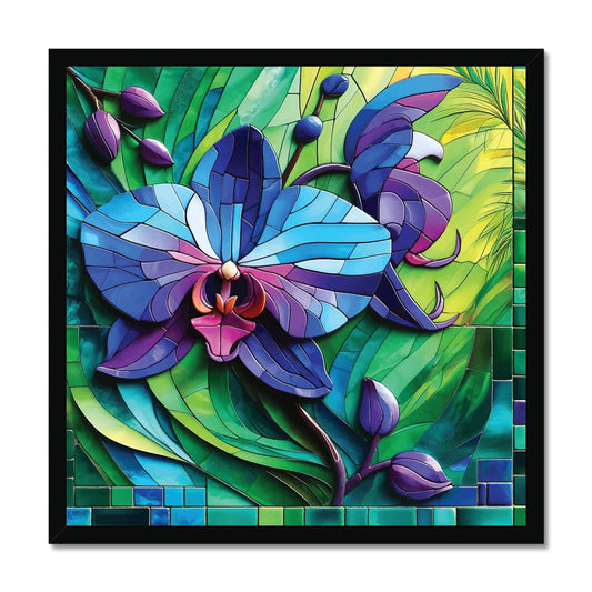 Blue Orchid Mosaic Budget Framed Poster