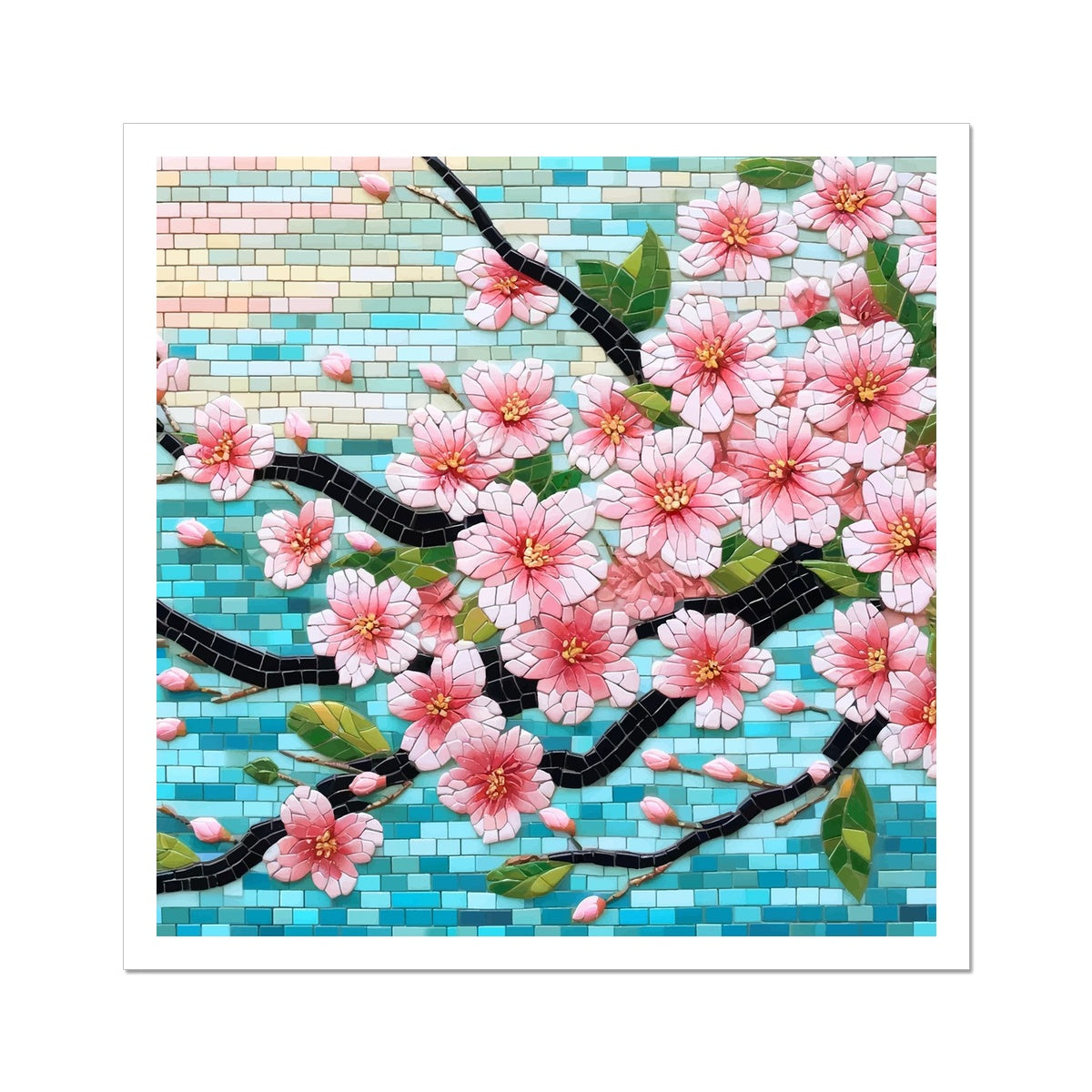 Cherry Blossom Mosaic Hahnemühle German Etching Print - DecorDash