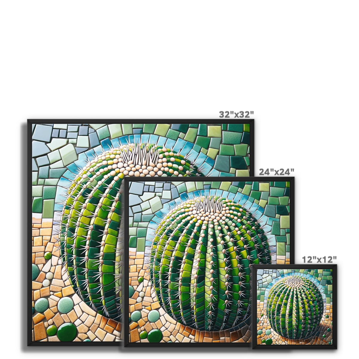 Barrel Cactus Mosaic Framed Canvas - DecorDash