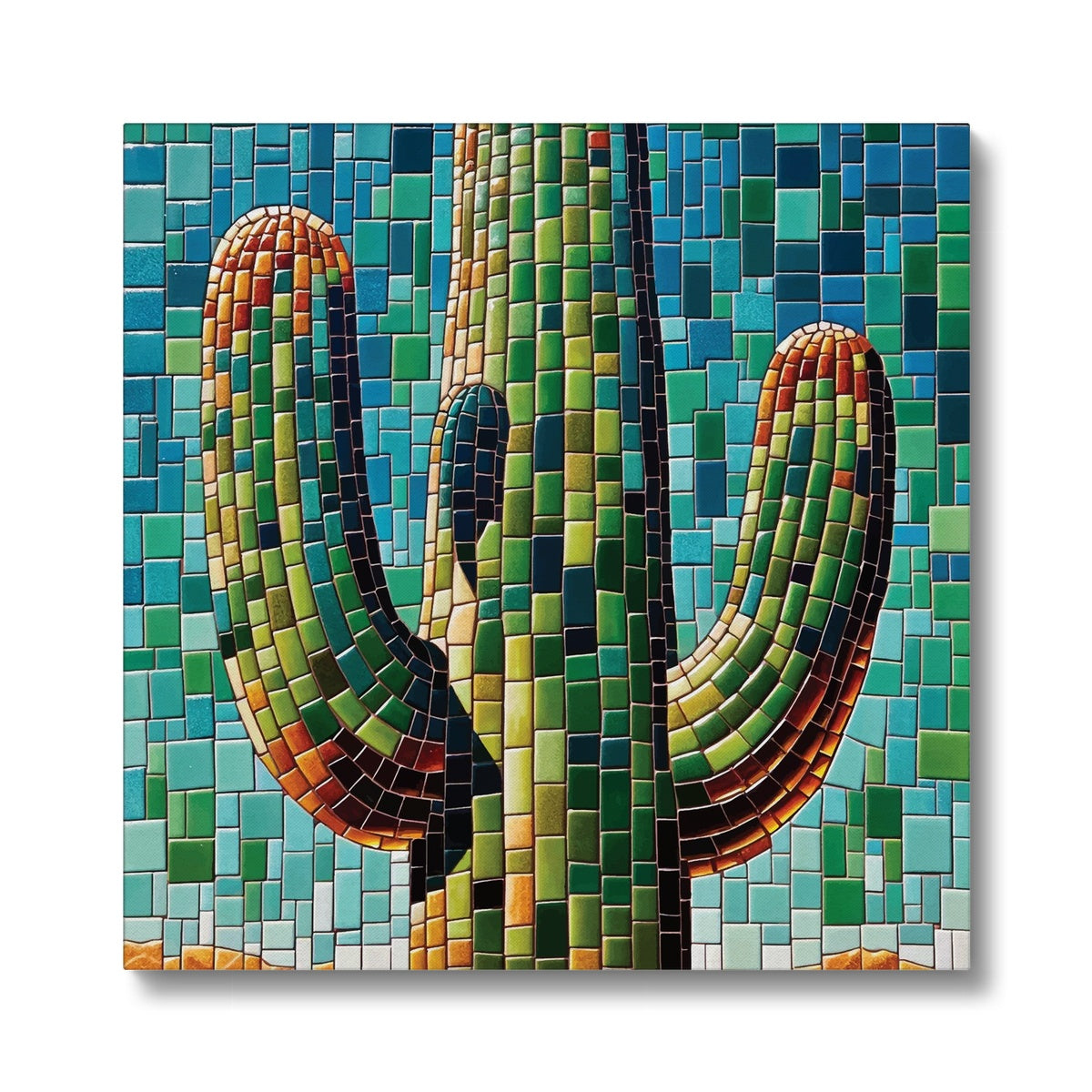 Saguaro Cactus Mosaic Eco Canvas - DecorDash