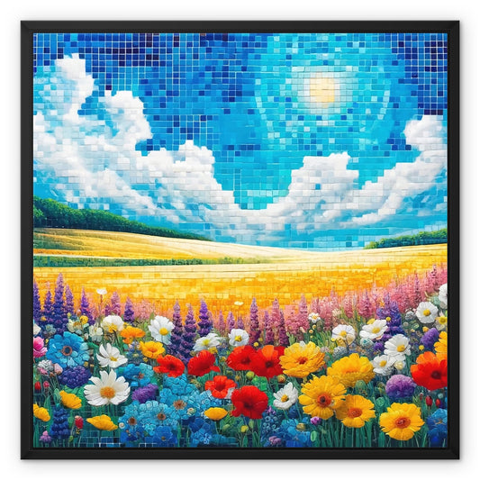 Flower Field Mosaic Framed Canvas