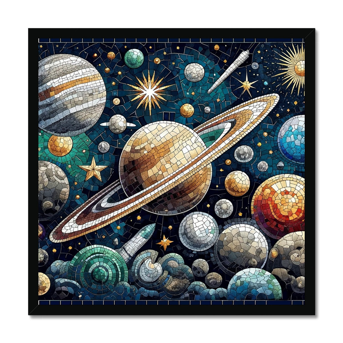 Space Mosaic Budget Framed Poster
