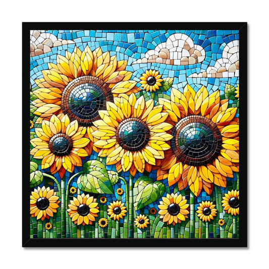 Sunflower Field Mosaic Budget Framed Poster