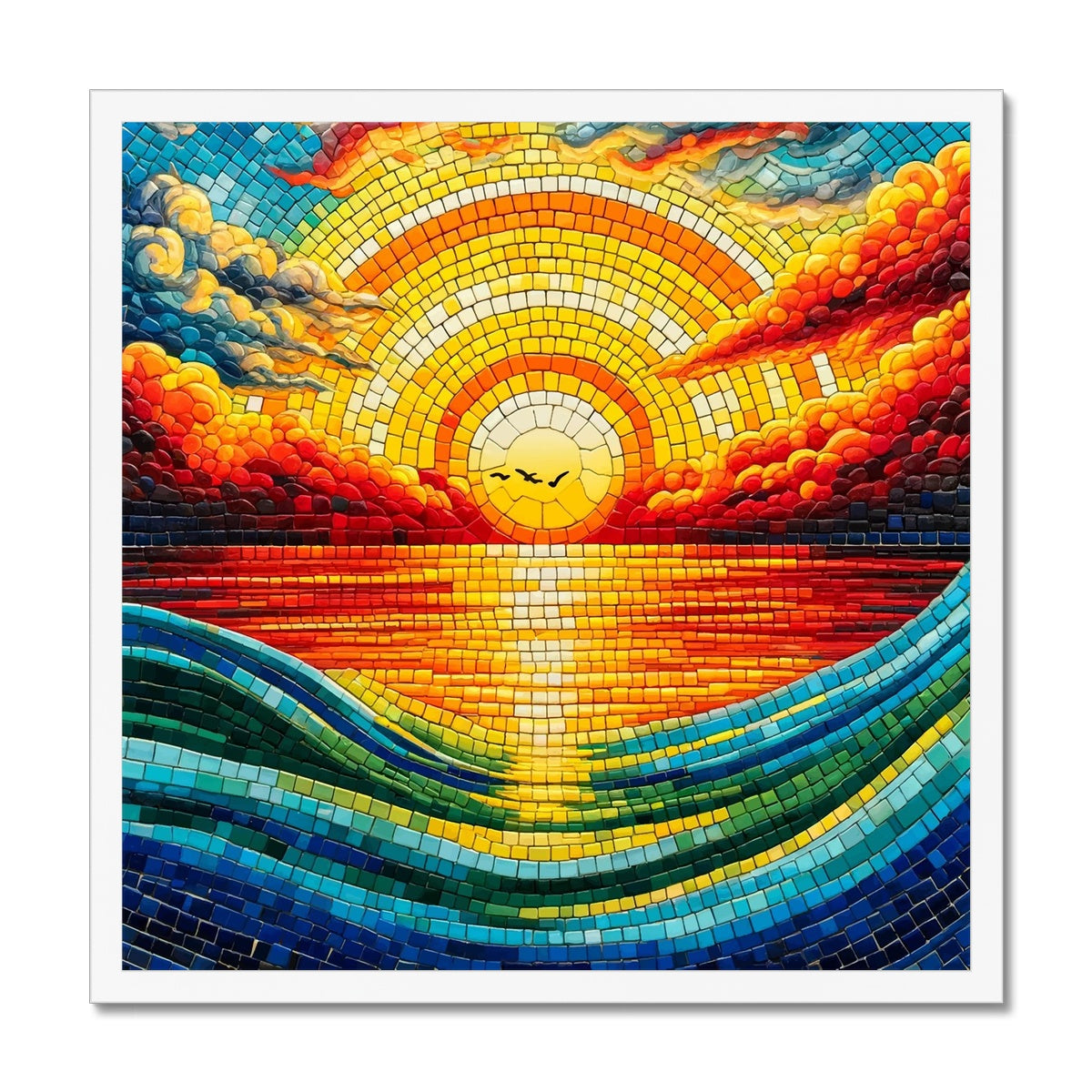 Sunset Mosaic Budget Framed Poster