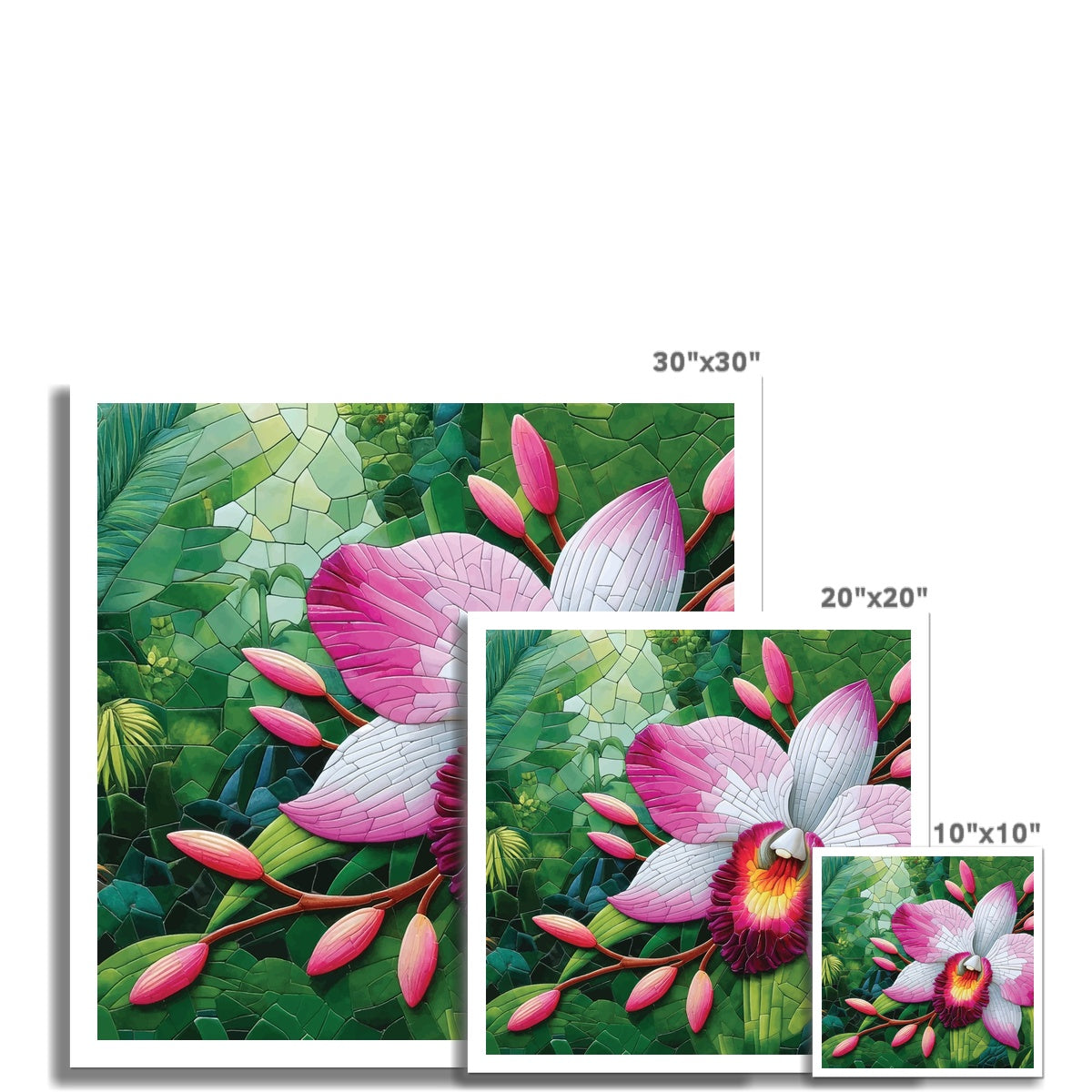 Pink Orchid Mosaic Hahnemühle German Etching Print