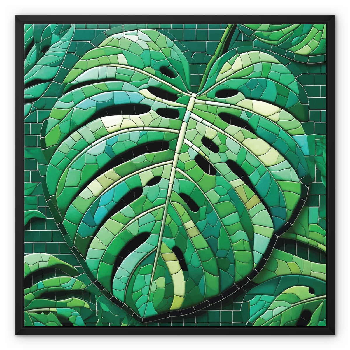 Monstera Mosaic Framed Canvas - DecorDash