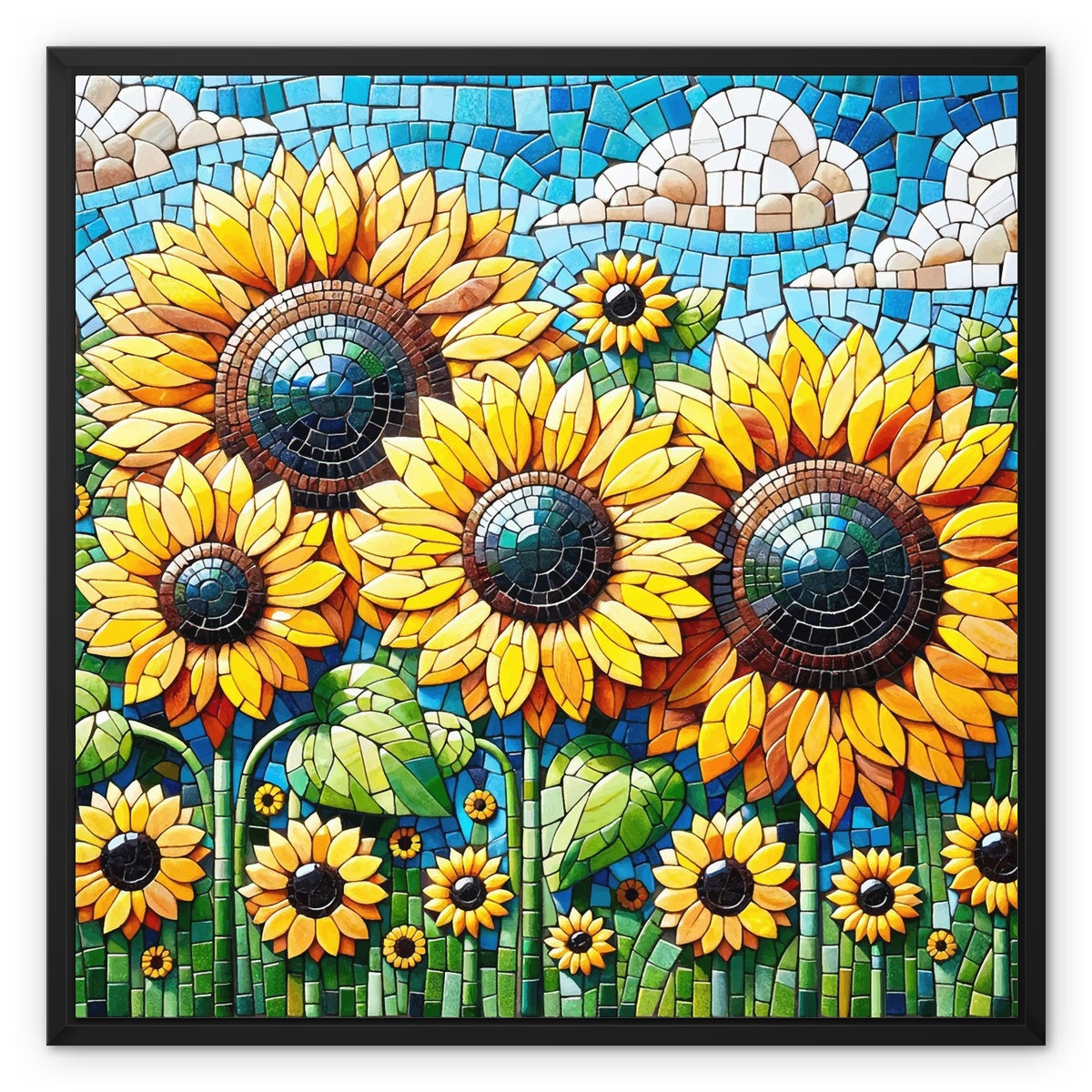 Sunflower Field Mosaic Framed Canvas - DecorDash