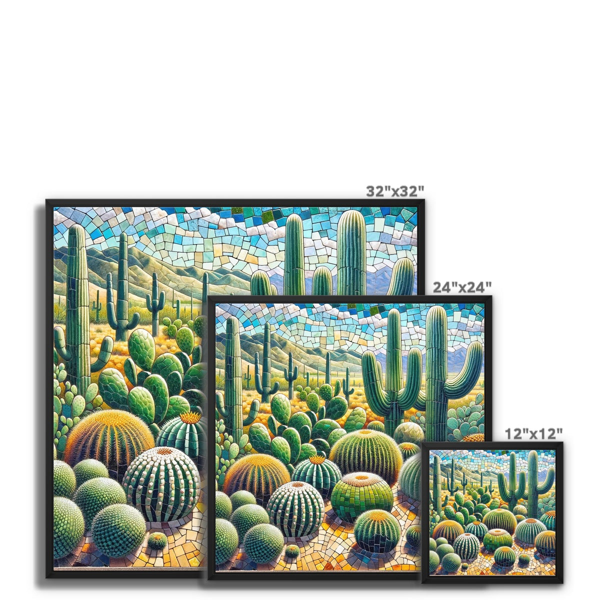 Cacti Mosaic Framed Canvas - DecorDash