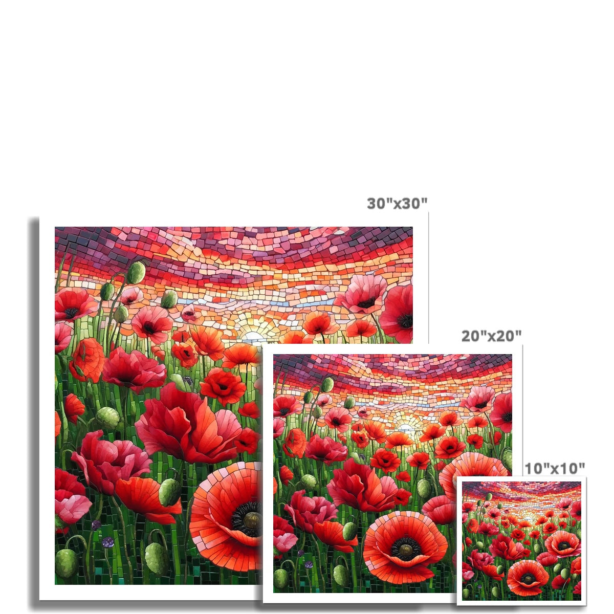 Poppy Field Mosaic Hahnemühle German Etching Print - DecorDash